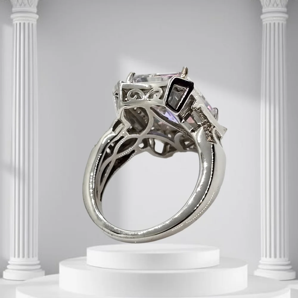 Mercury Mystic Topaz, White Zircon Ring In Platinum Over Sterling. Size 5 NWOT